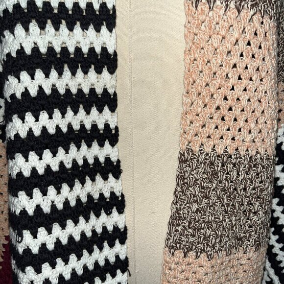 SAACHI Birdie Colorblock Crochet Cropped Sweater Cardigan Jacket -Made in India - Picture 3 of 13